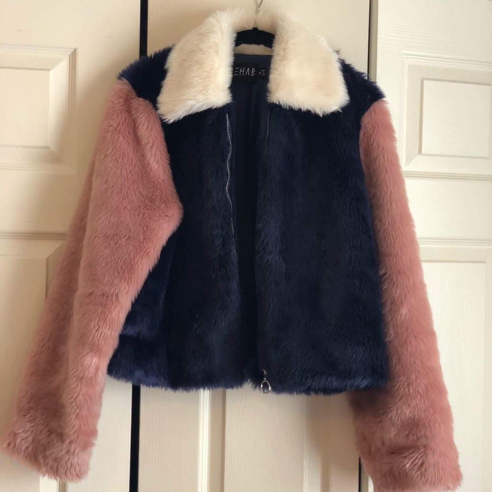 Rehab Colorblock Fur Jacket